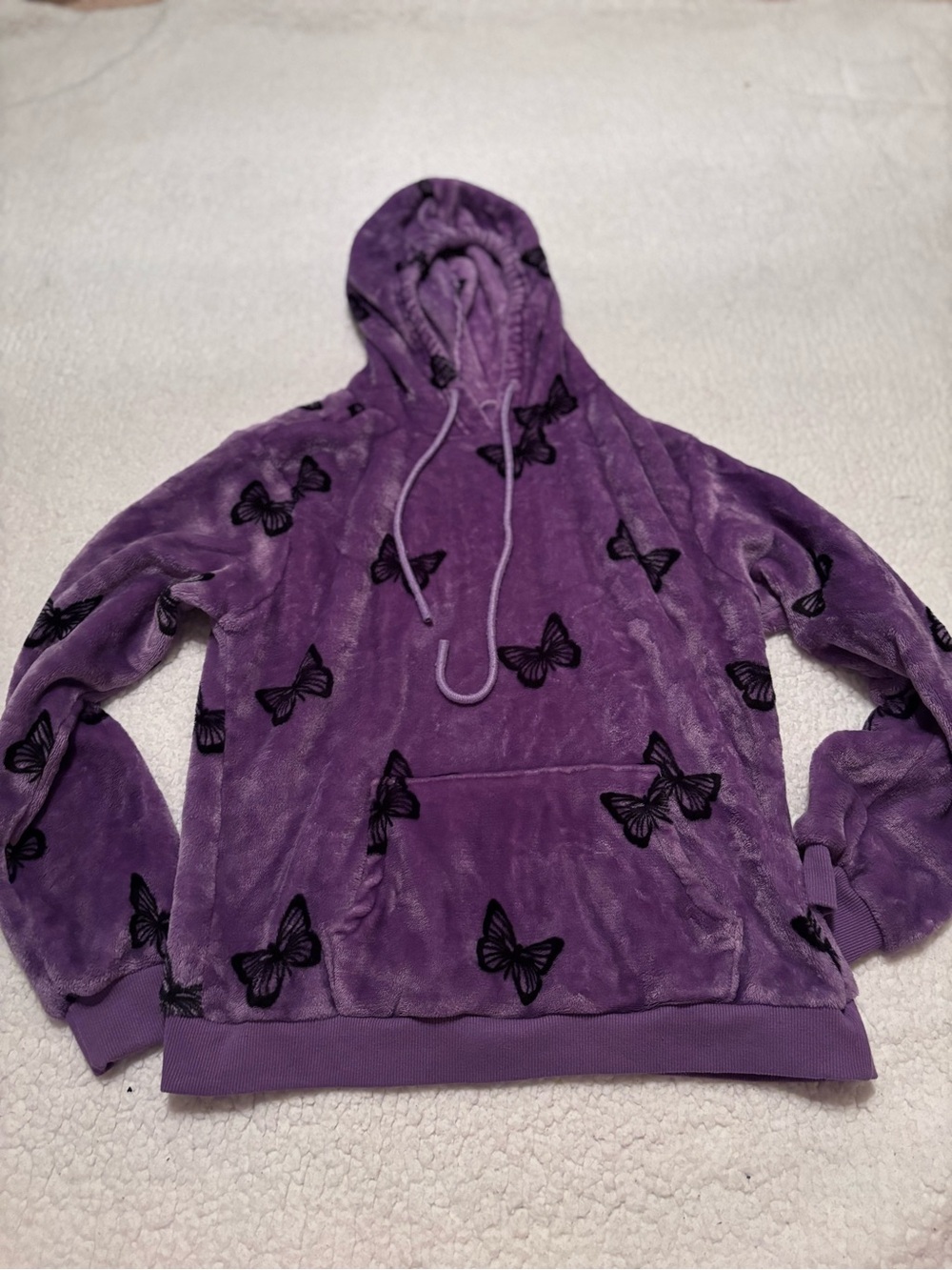 Plush Purple Butterfly Teddy Hoodie